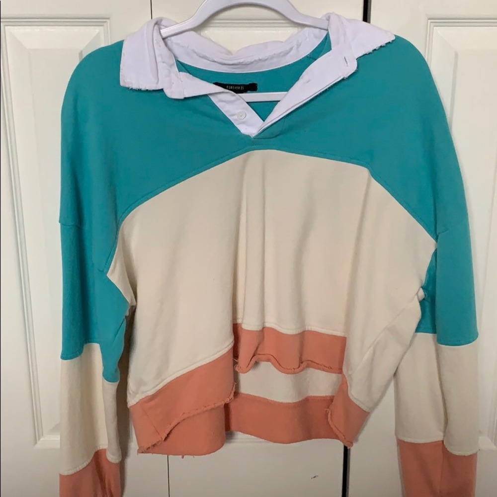 Forever21 collared long sleeve cropped shirt